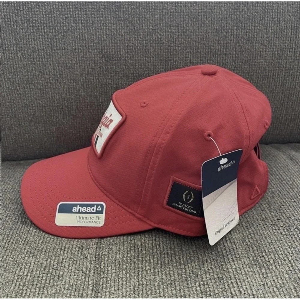 Georgia Bulldogs Hat Cap Strap Back One Size Red NCAA Football Ahead Playoff